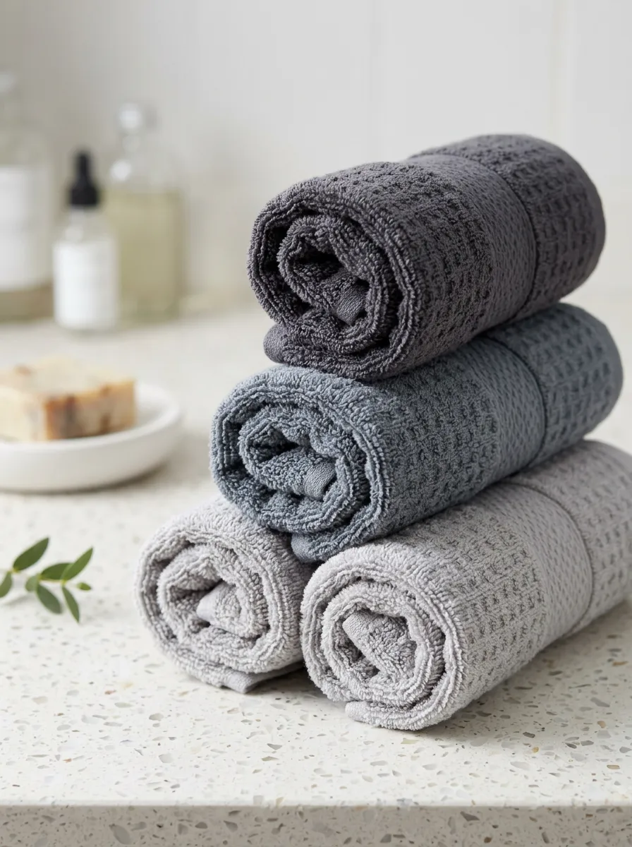 Everyday Waffle-Texture Textured Three-Piece Towel Set