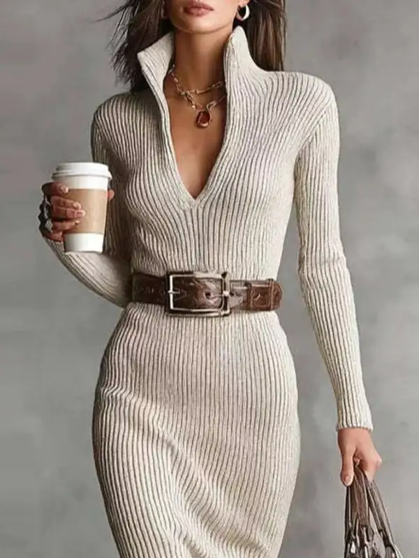 Ribbed Knit Midi Dress