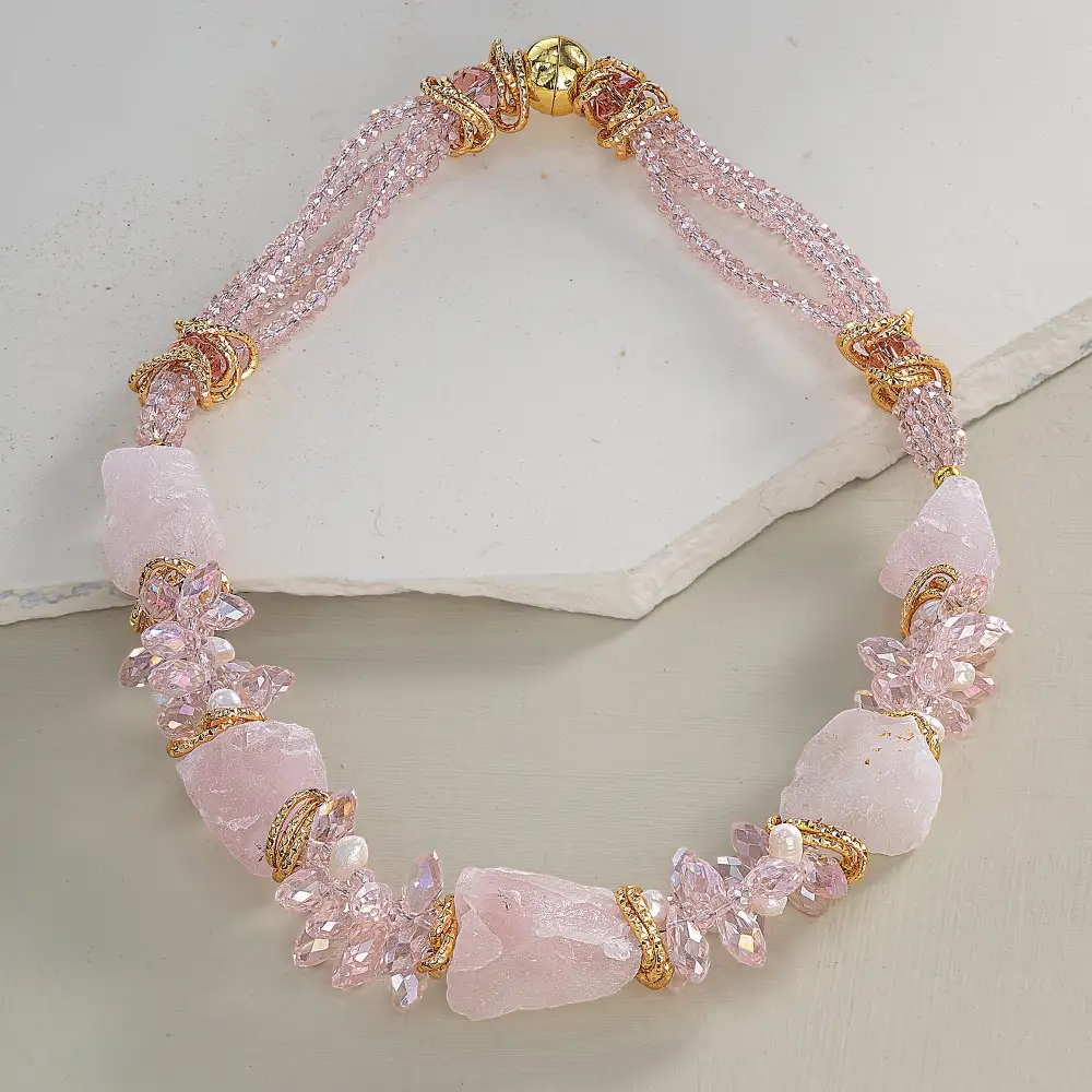Classic Pearl Cluster Rose Statement Necklace