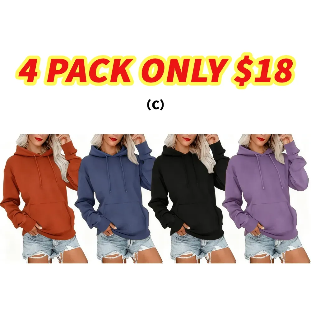 Women's Crewneck Hoodless Sweatshirt With Kangaroo Pocket Fleece Longsleeve Oversized Casual Style Shirt Lightweight Pullover