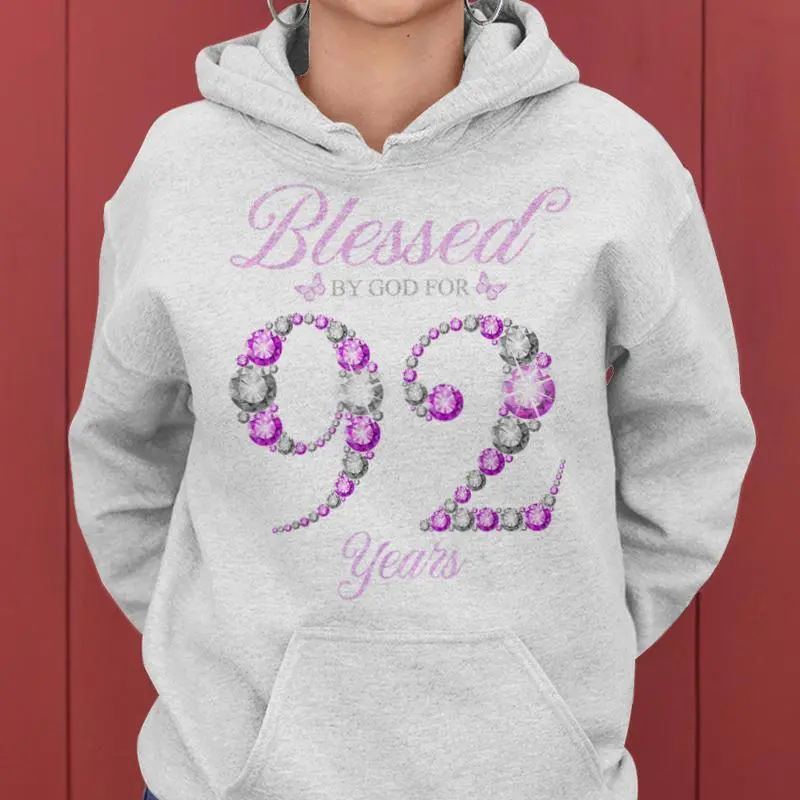 Blessed By God For 92 Years Old 92Nd Birthday B-Day Party Women Hoodie