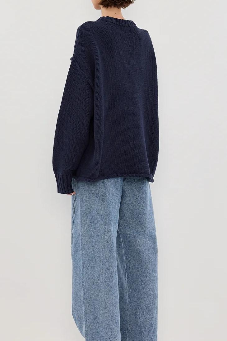 NAVY LONGLINE KNIT JUMPER