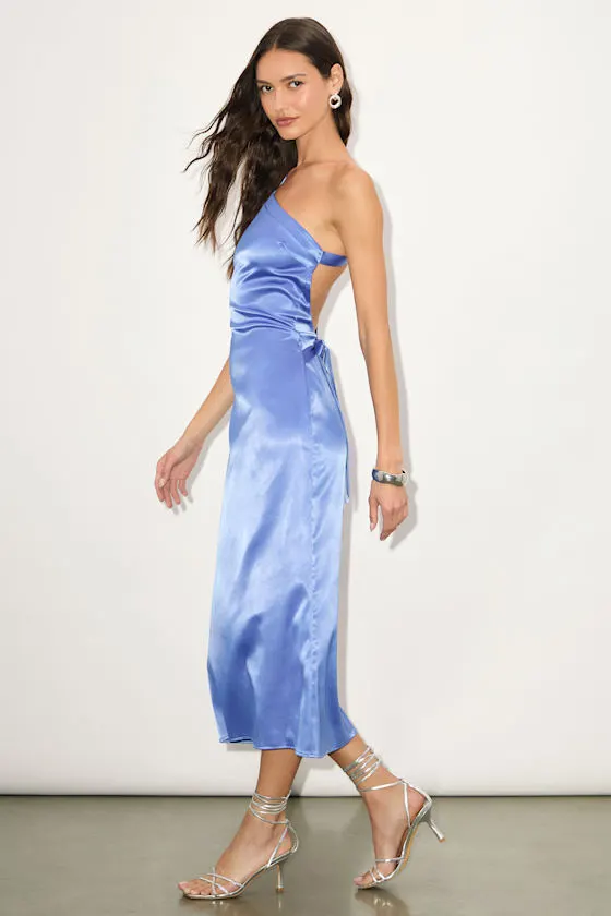 Yvonne Rust Orange Satin One-Shoulder Midi Dress