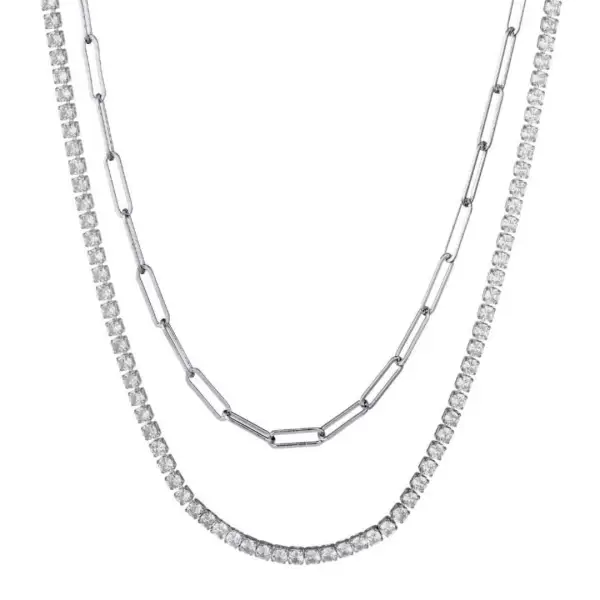 Crystal Paperclip Tennis Chain Necklace