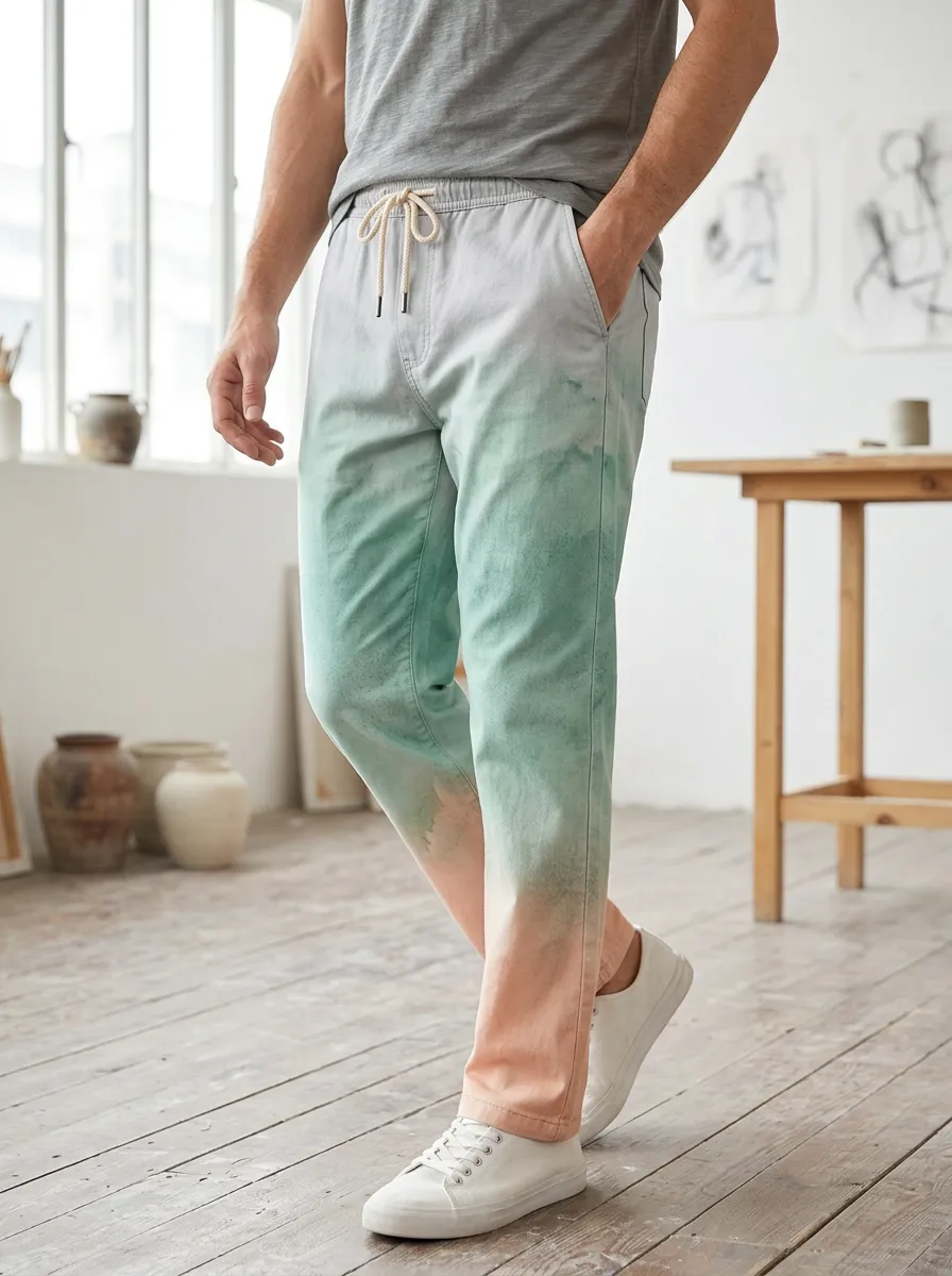 Men's Casual Summer Gradient Tie-Dye Printed Pants