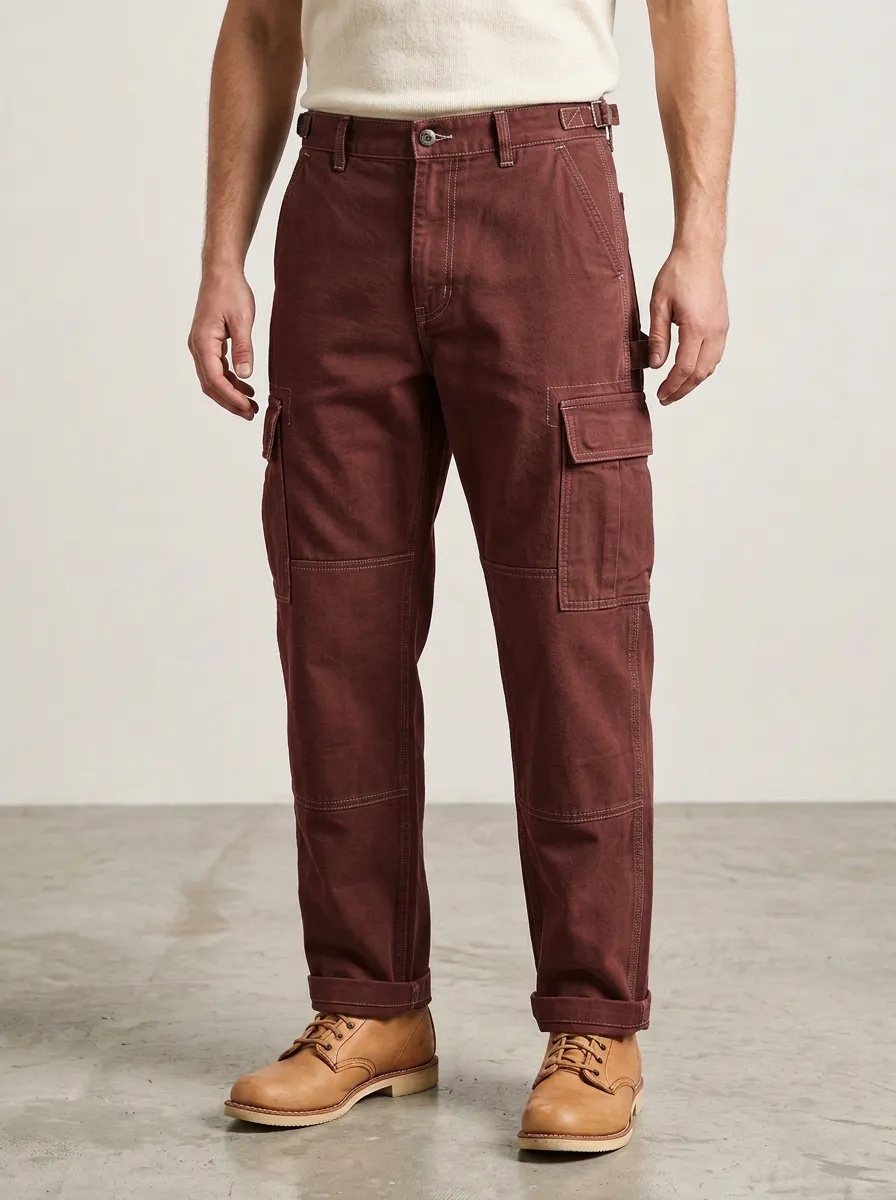 Men's Military Style Olive Green Multi-Pocket Cargo Pants