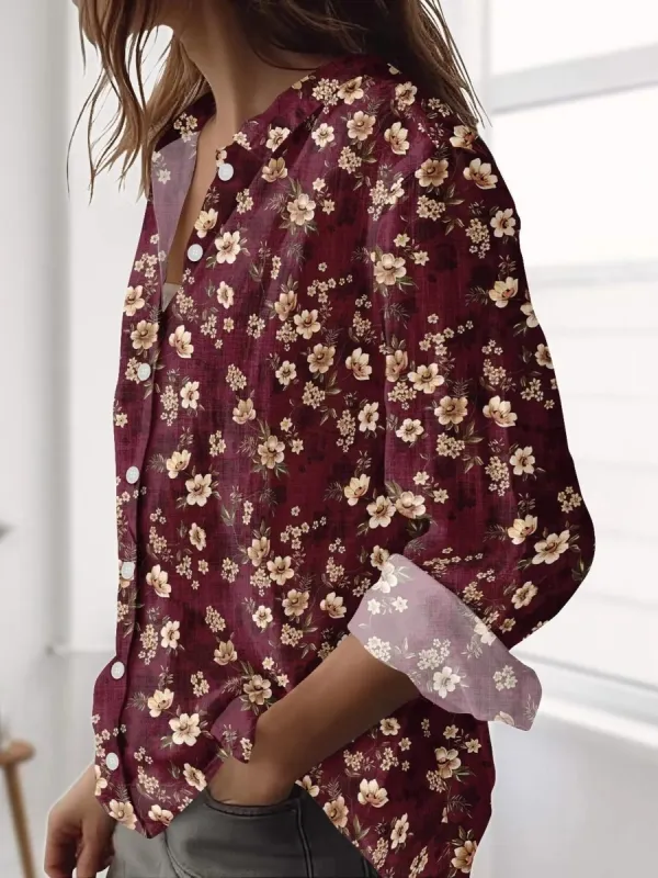 Retro Floral Long Sleeve Shirt