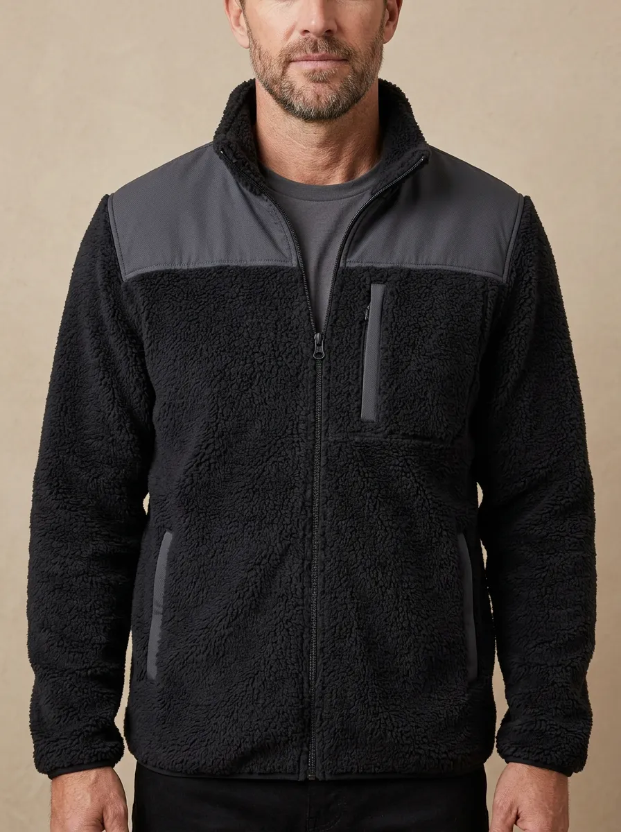 Sherpa Fleece Zip Collar Jacket