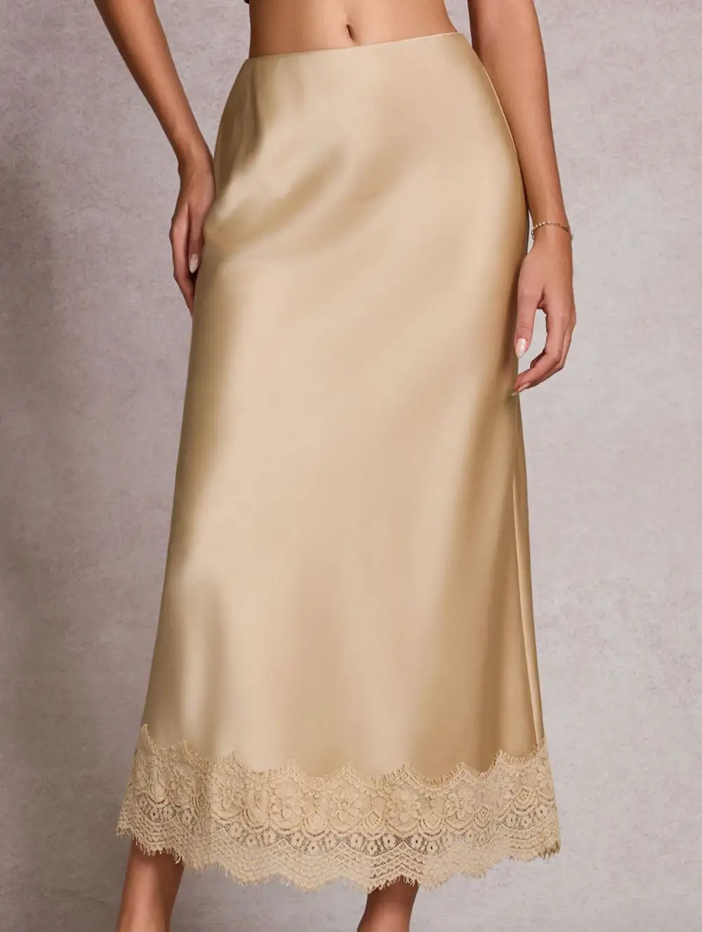 Lace Satin High Waist Bodycon Skirt