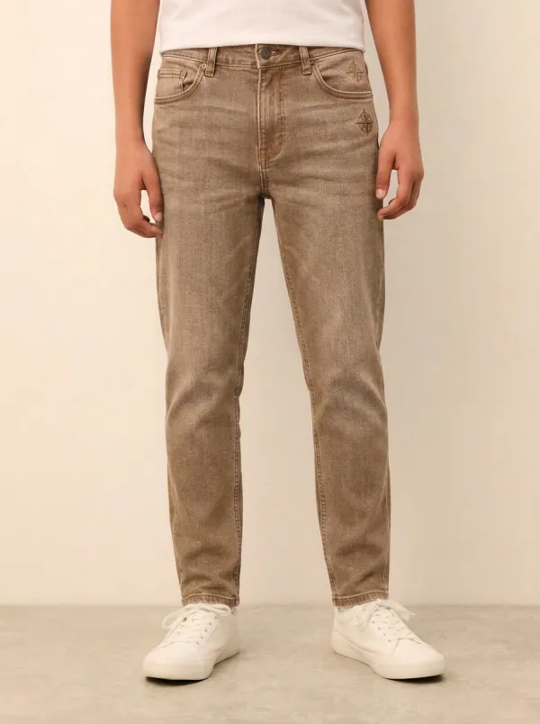 Men's Classic Everyday Star Embroidered Stretch Denim Jeans