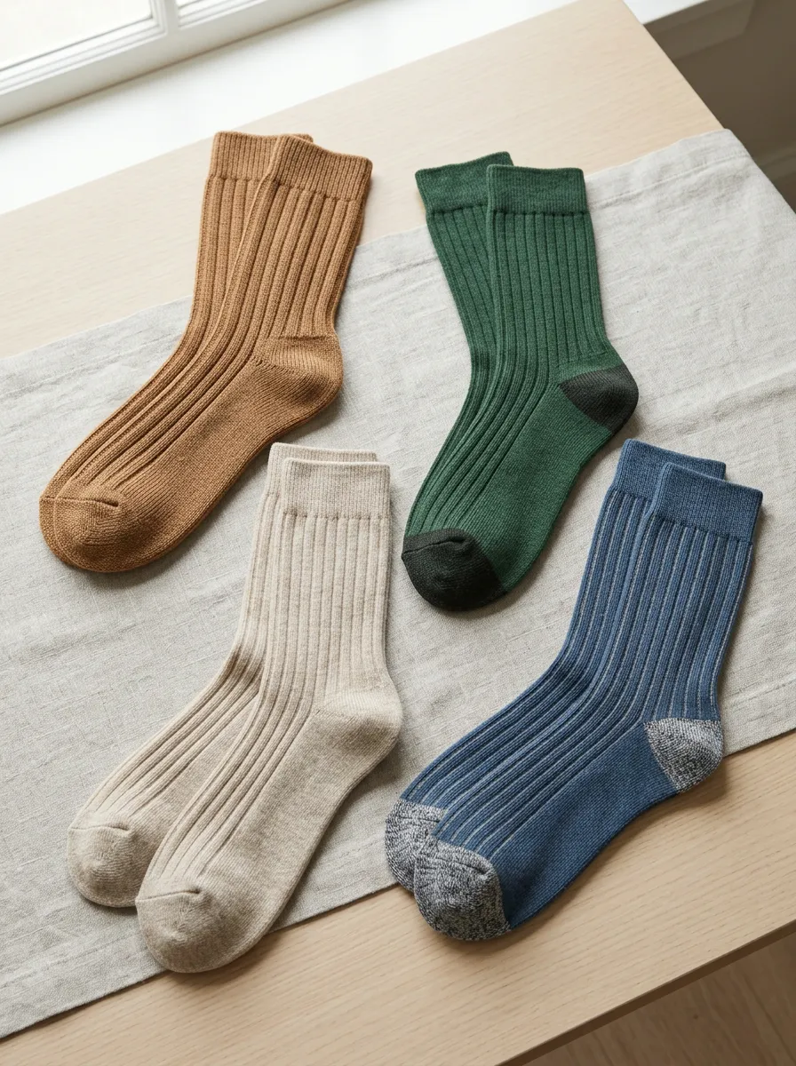 Men's Casual Daily Wear Multi-color Ribbed Knit 4-Pack Socks