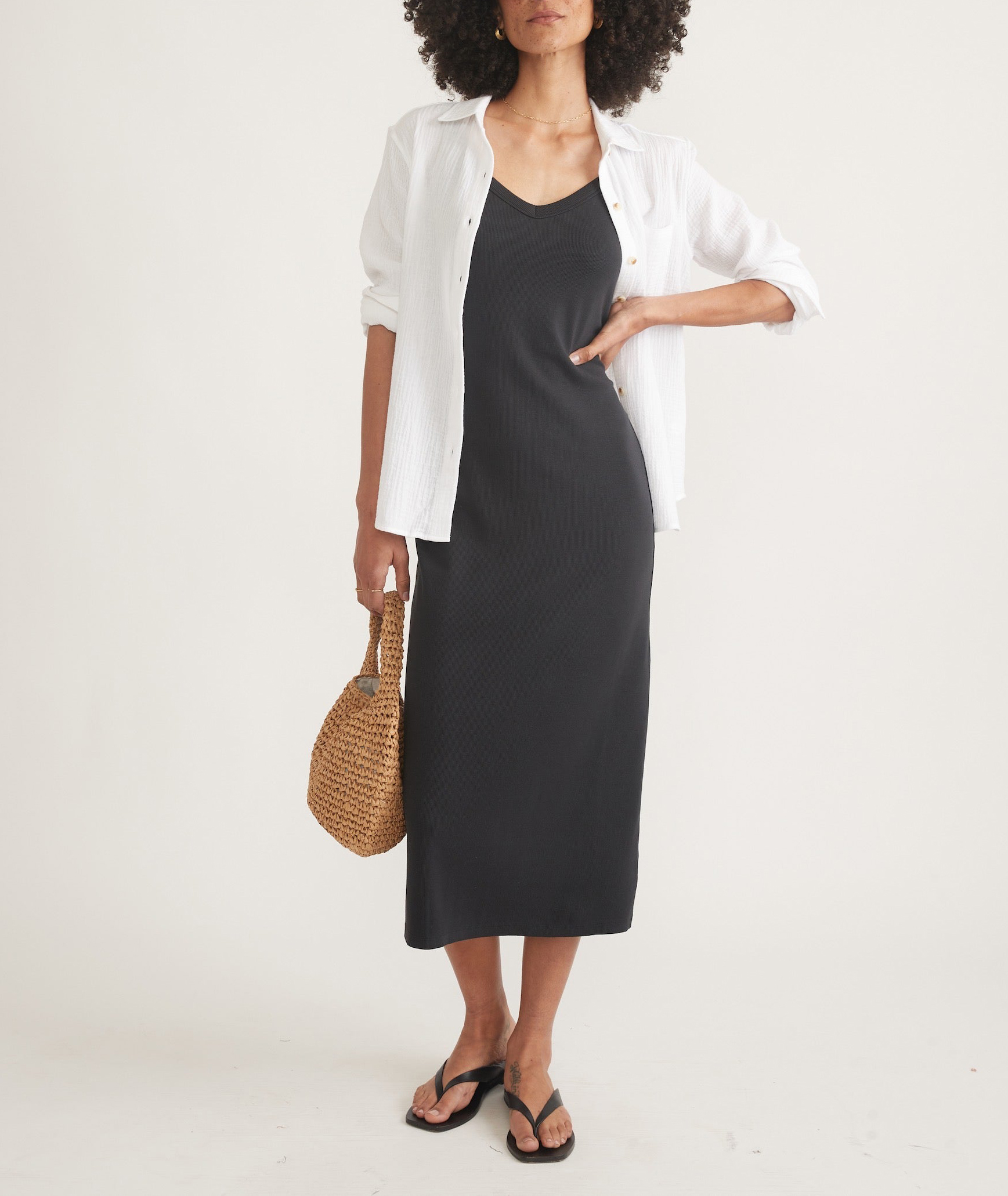 Black Sleeveless Simple Midi Dress