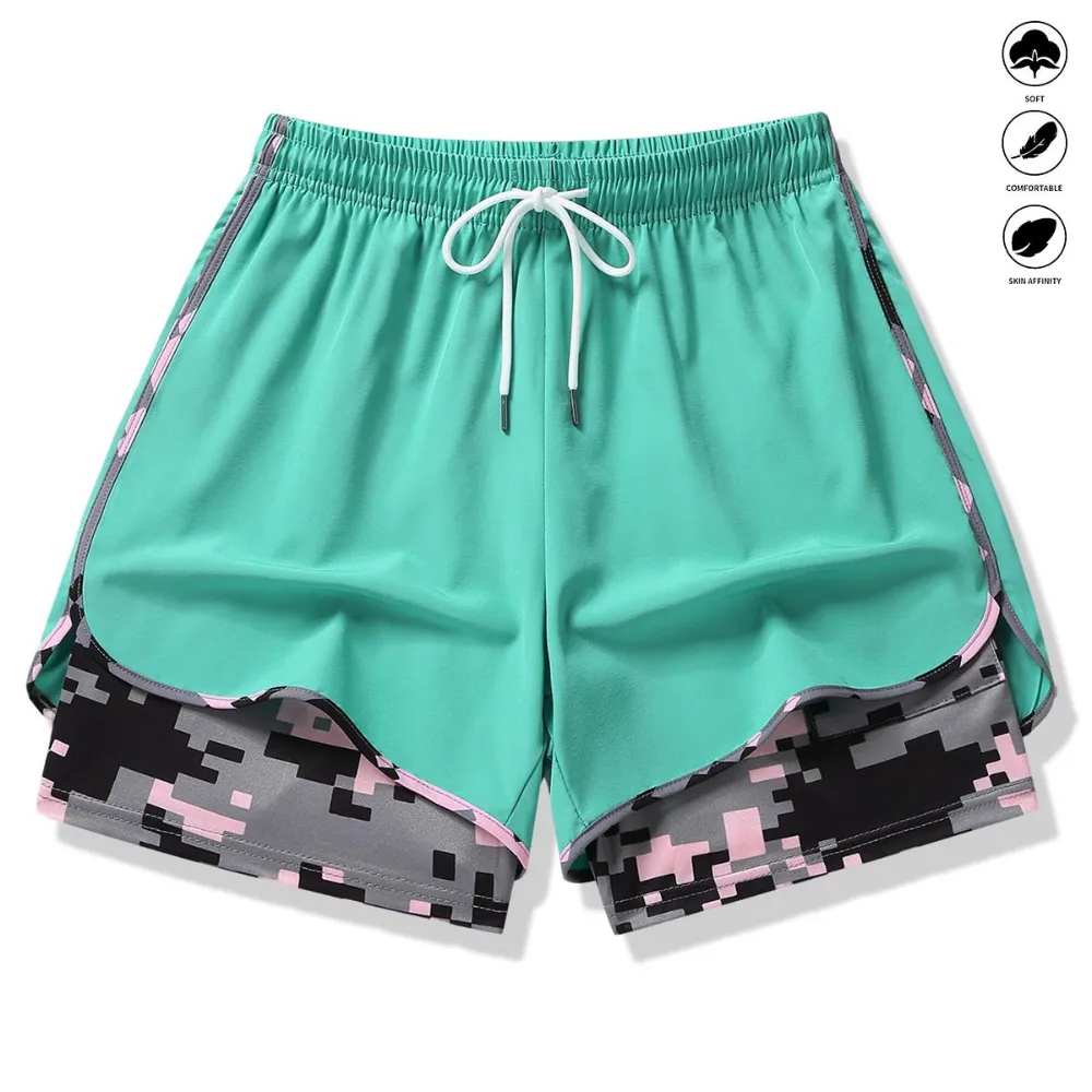 2-in-1 High Waist Athletic Shorts – Quick-Dry Summer Activewear