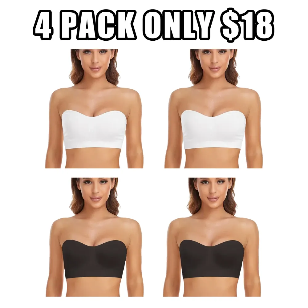 Women's Strapless Anti-Slip Silicone Pad Bandeau Bra