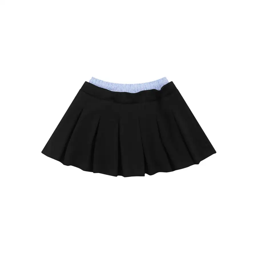 Drawstring Pleated Mini Skirt