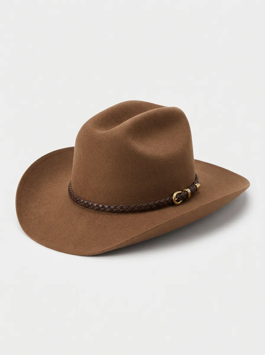 Casual Western Felt Braided Band Cowboy Hat