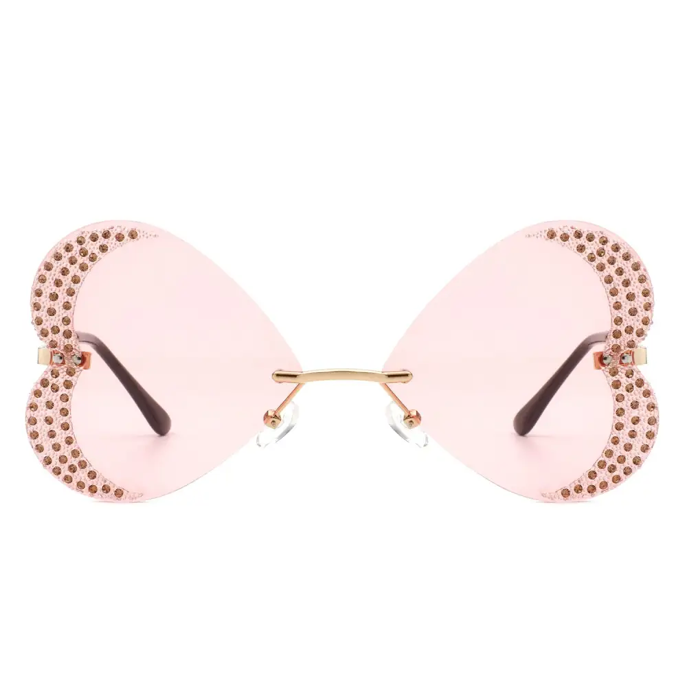 Rimless Butterfly Frame Sunglasses