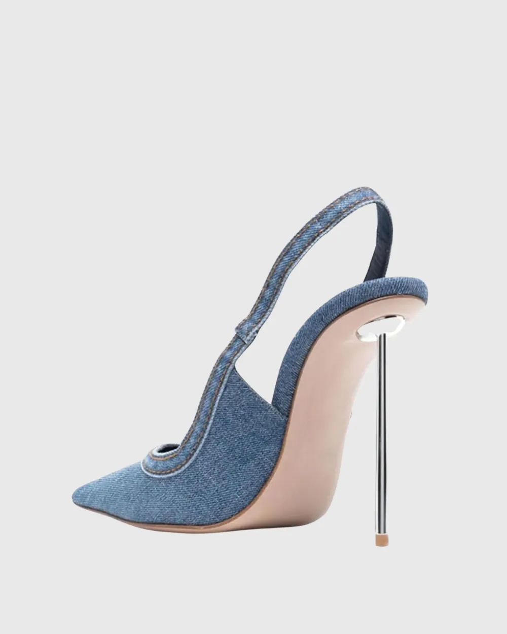 Denim Slingback Steel Heels