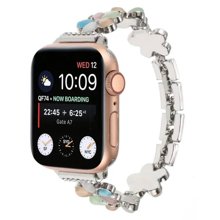 Easy-Wear Floral-Link Zinc Alloy Replacement Watch Strap