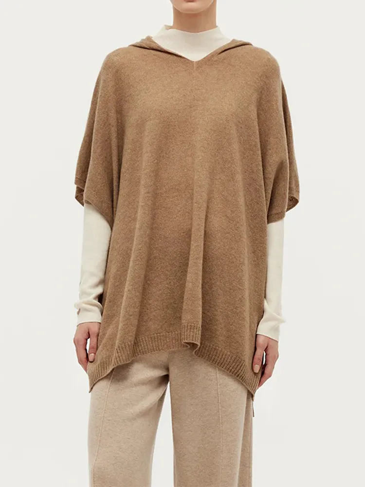 Cashmere Hooded Poncho Sweater