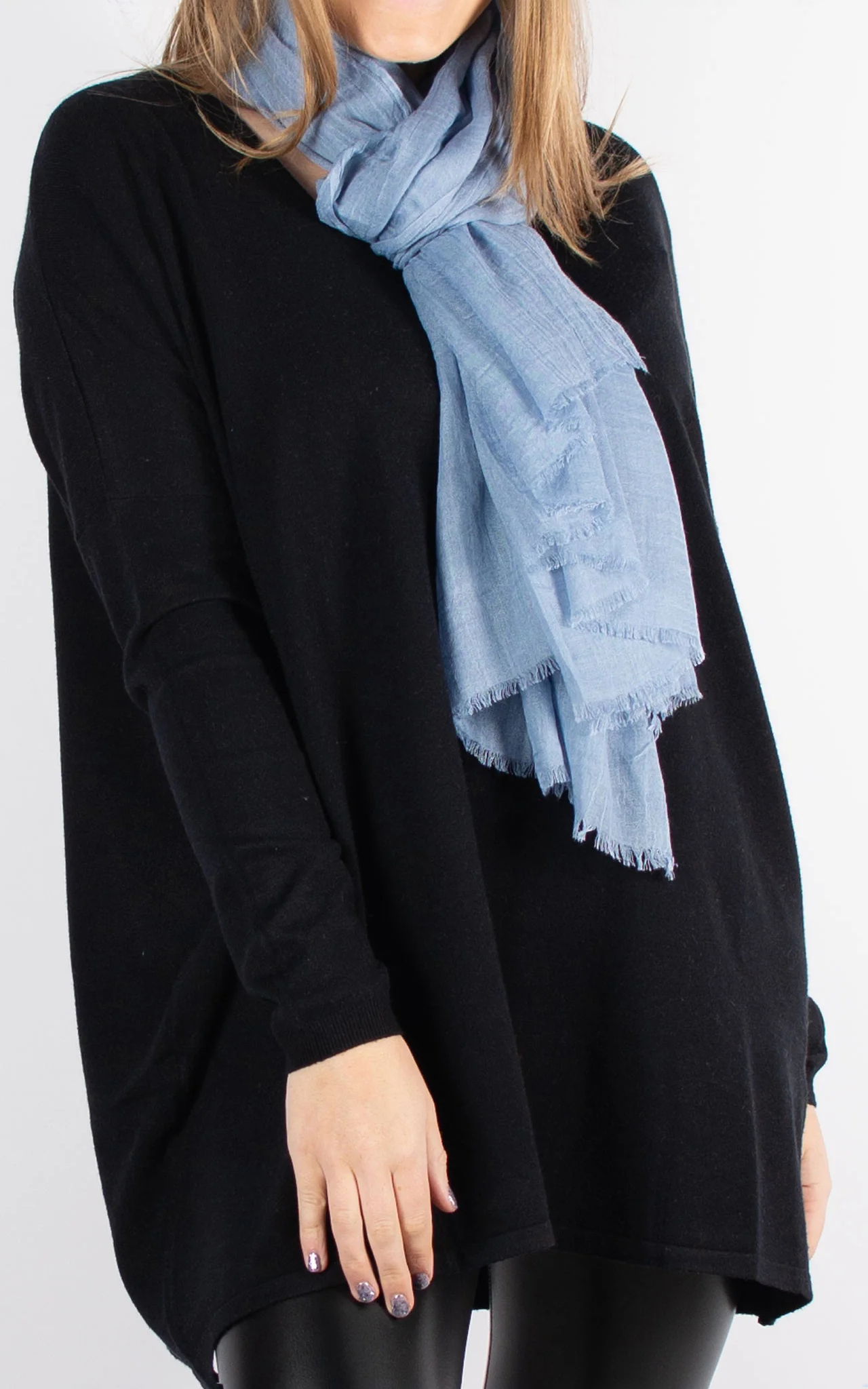 Versatile Exquisite Denim Blue Ladies Scarf