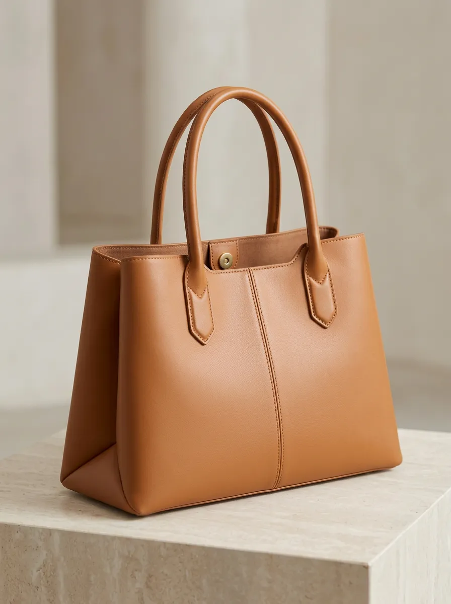 Women's Structured Snap Dual-Handle Tote Bag
