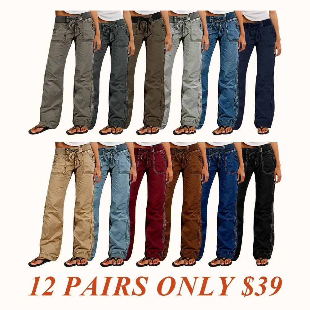 Solid Seam Detail Drawstring Mid Rise Straight Leg Pants High Stretch Fabric Women’s Wear Minimalist Fit Basic Style Multiple Colors