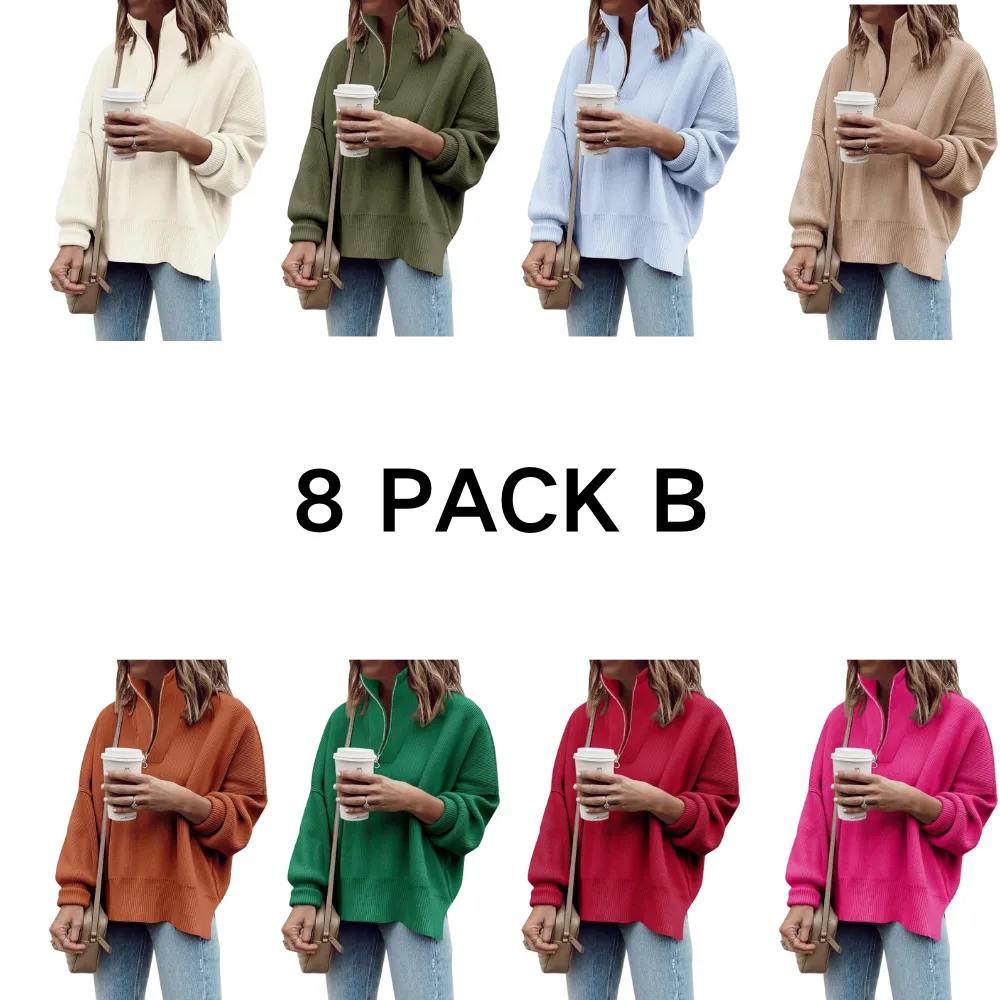 Womens Tunic Sweater Fall Long Sleeve 1/4 Zip Pullover Sweaters
