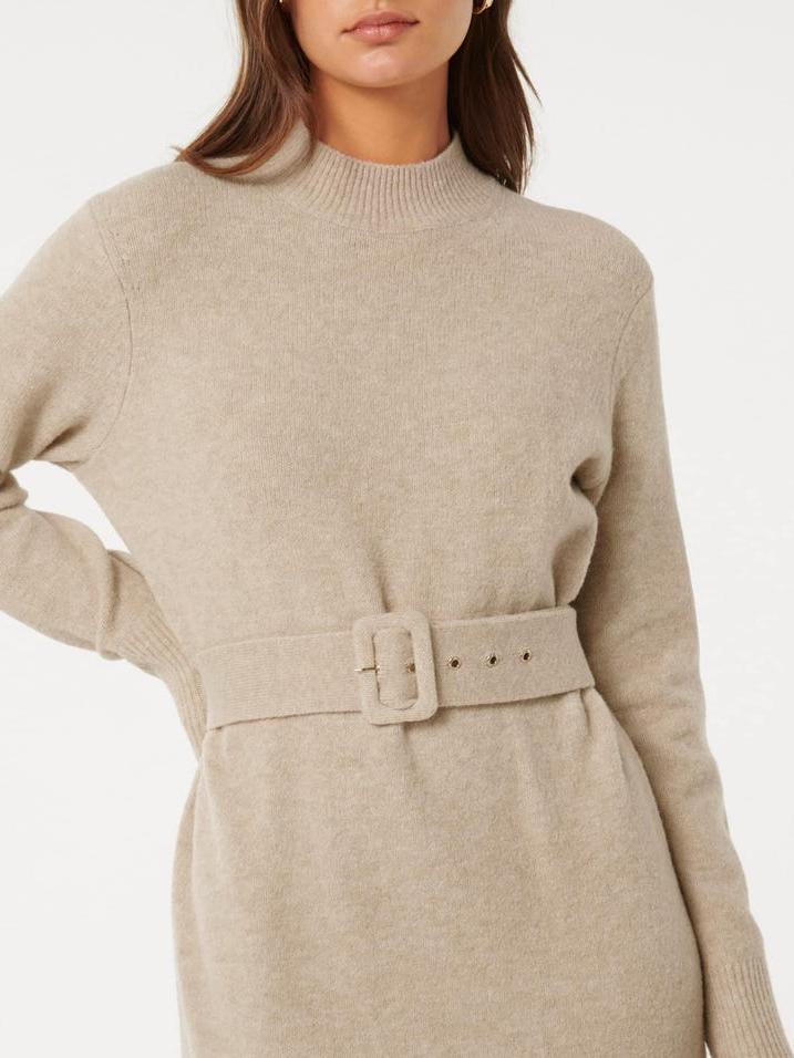 Belted Mini Knit Dress