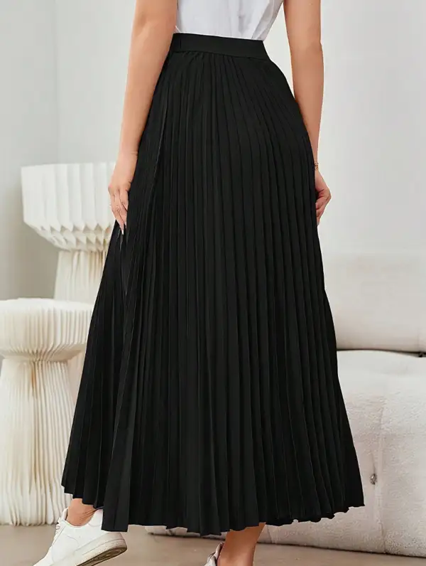 Pleated Flare A-Line Midi Skirt