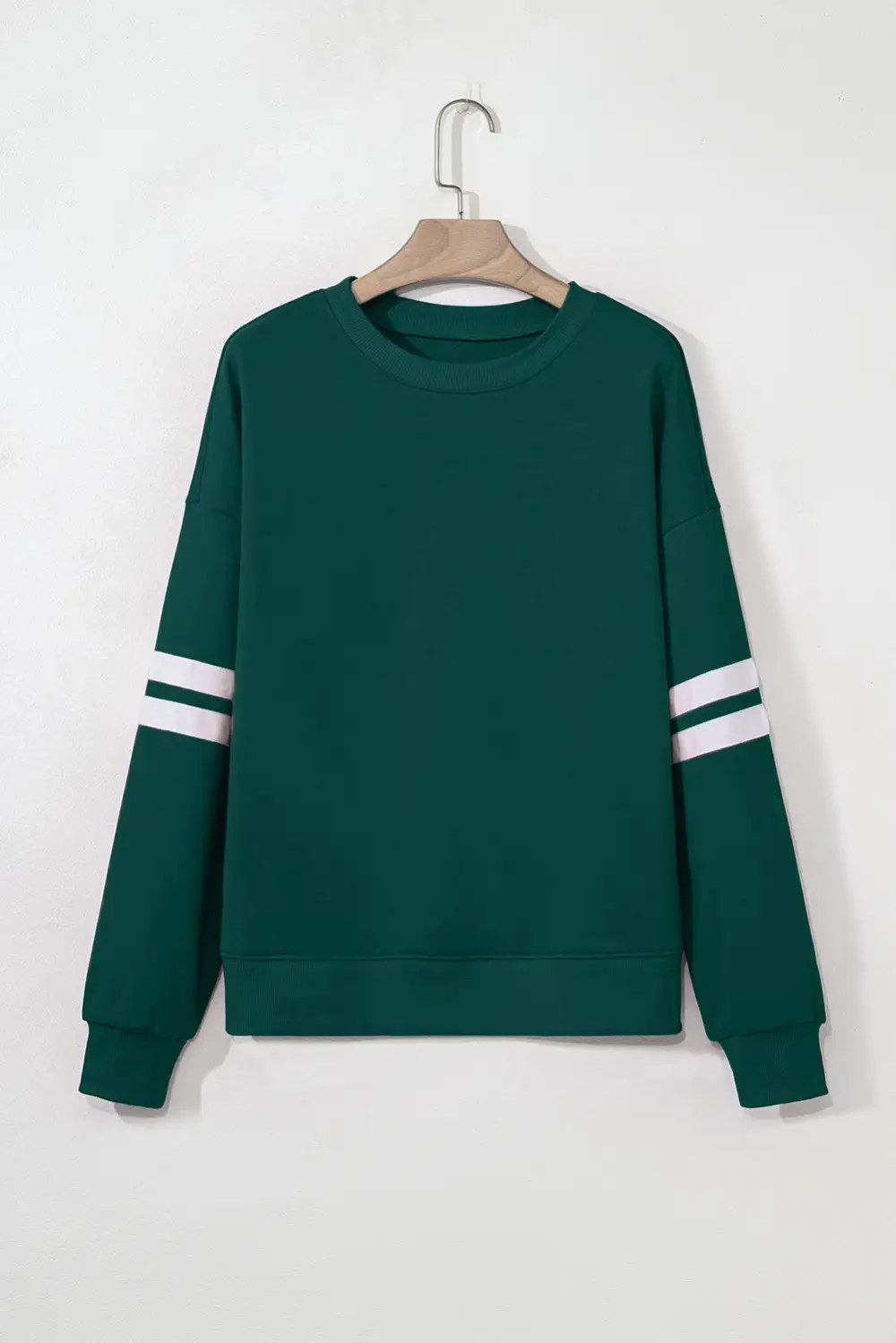 Comfy Relaxed Striped Drop Shoulder Varsity Stripe Sweatshirt