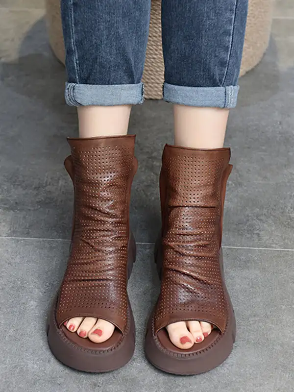 Urban Zip Cutout Platform Heeled Sandals