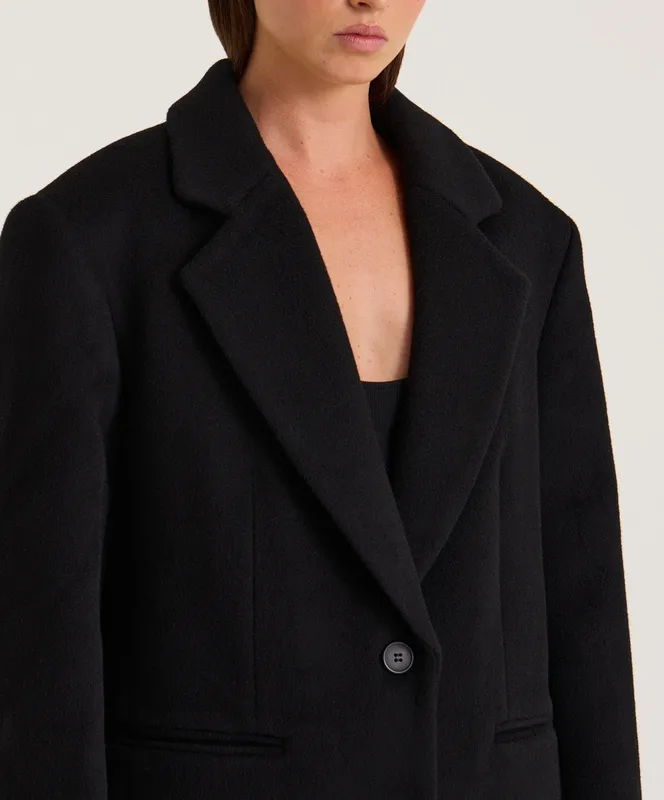 Black Petite Wool Maxi Coat