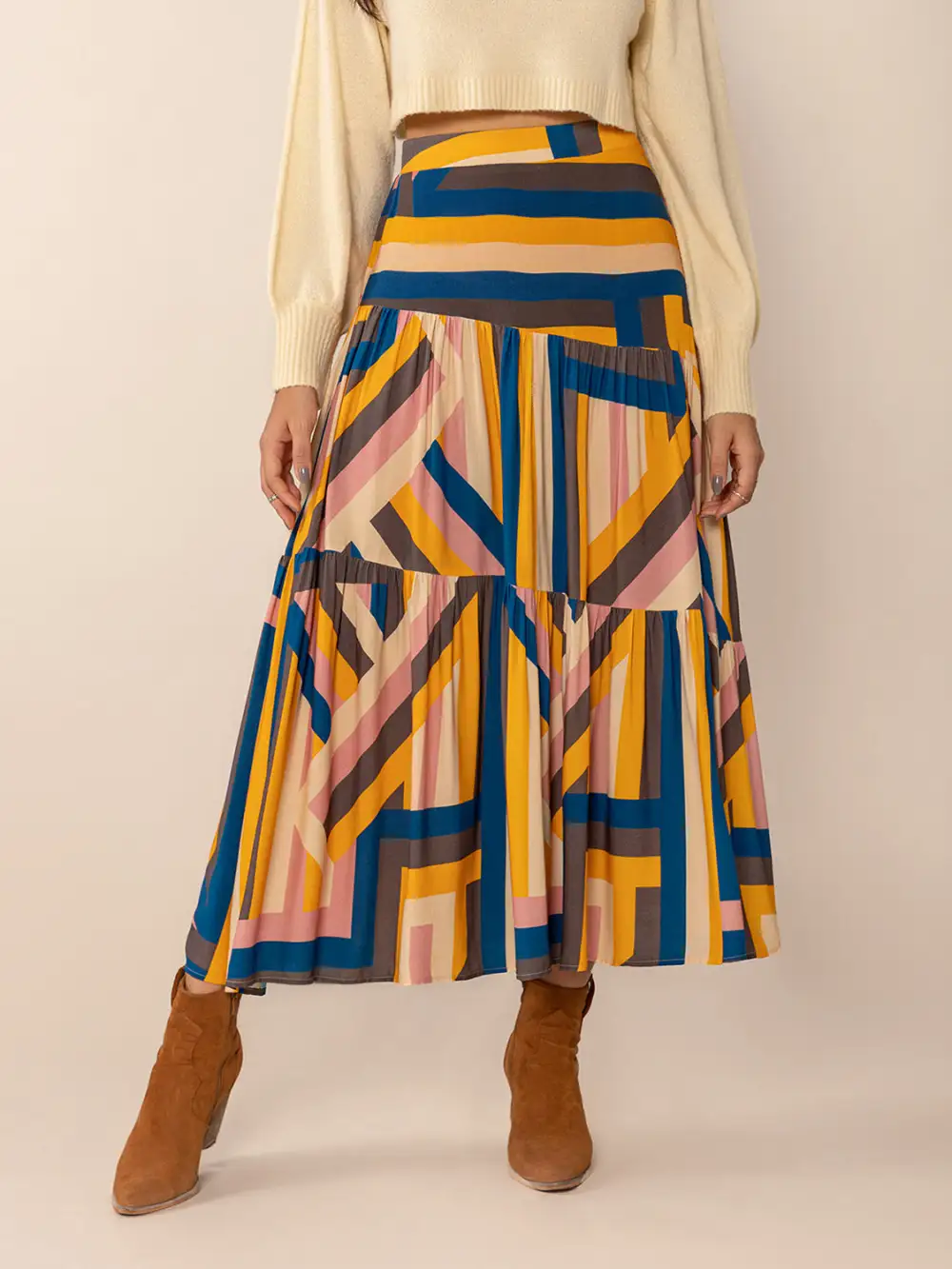 Calm Ruched Elastic Skirt