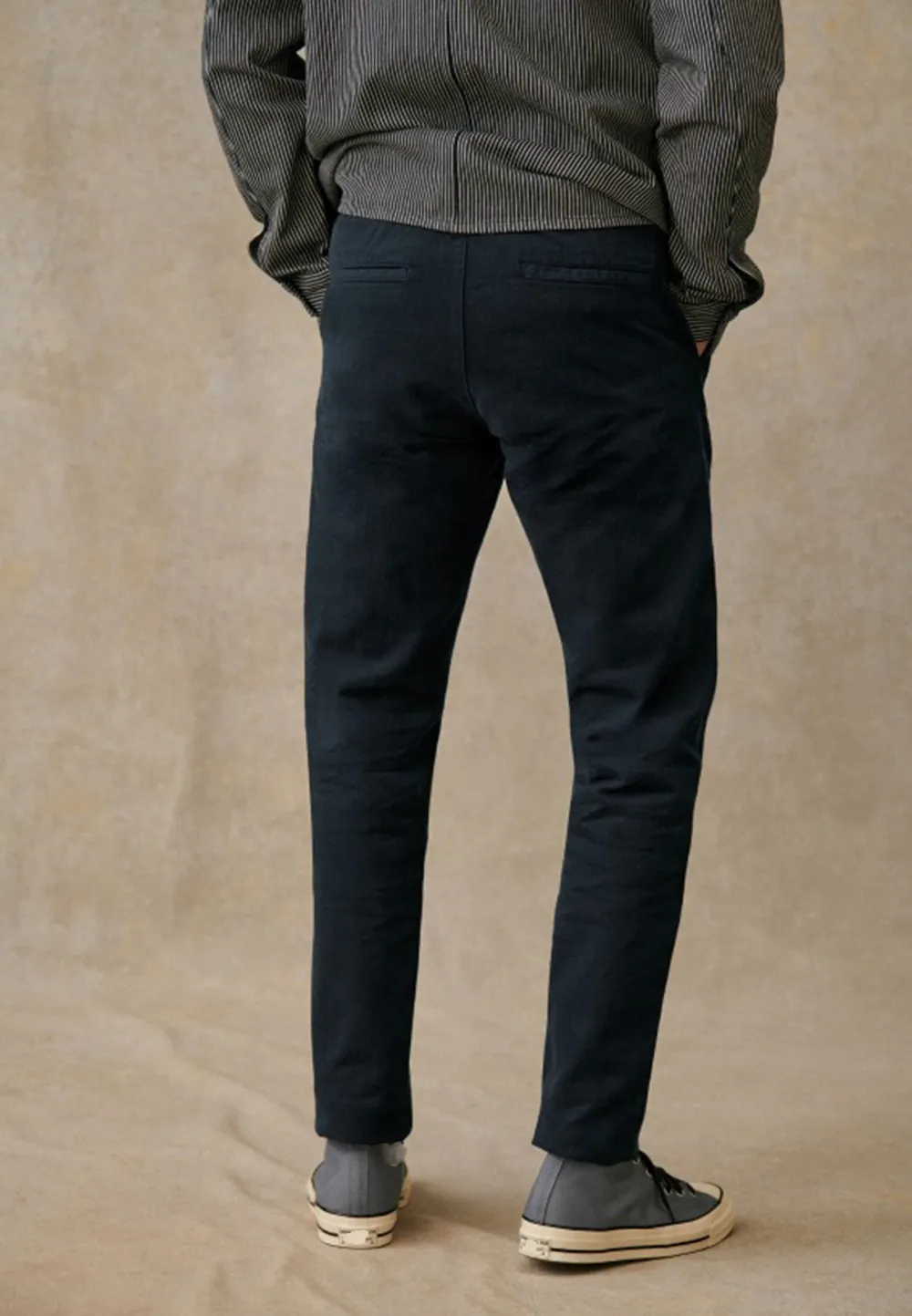 Olive Green Cotton Linen Blend Drawstring Trousers