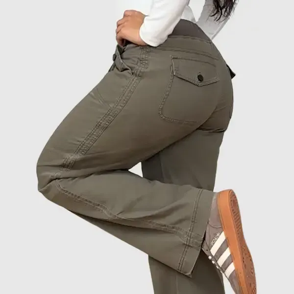 Solid Seam Detail Drawstring Mid Rise Straight Leg Pants High Stretch Fabric Women’s Wear Minimalist Fit Basic Style Multiple Colors