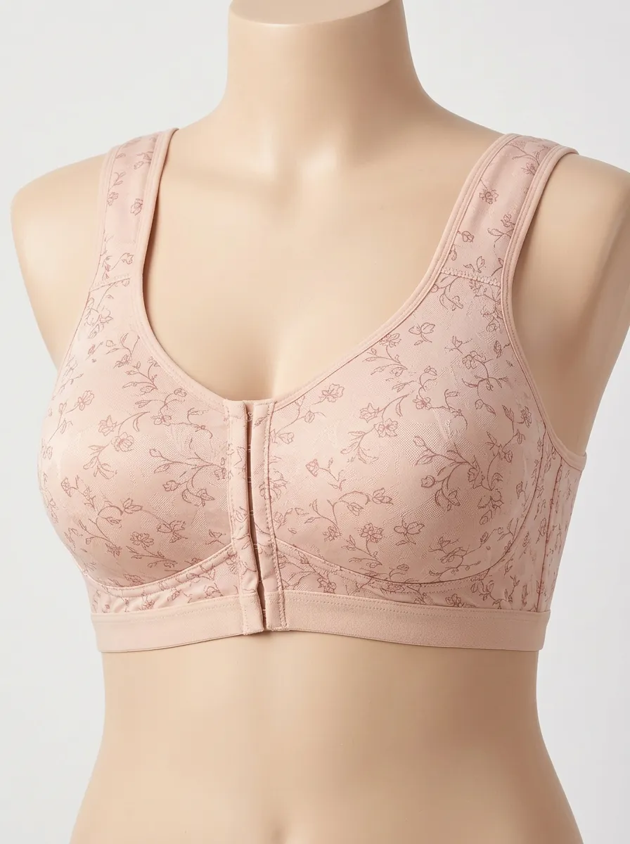 Women's Plus Size Blush Floral Front-Closure Full-Coverage Wireless Bra