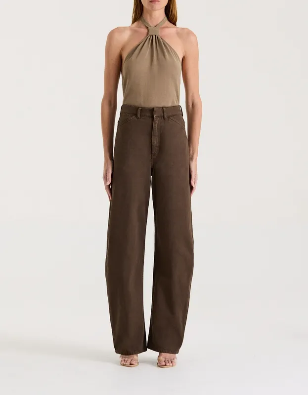 Chocolate High-Rise Bow Leg Jean