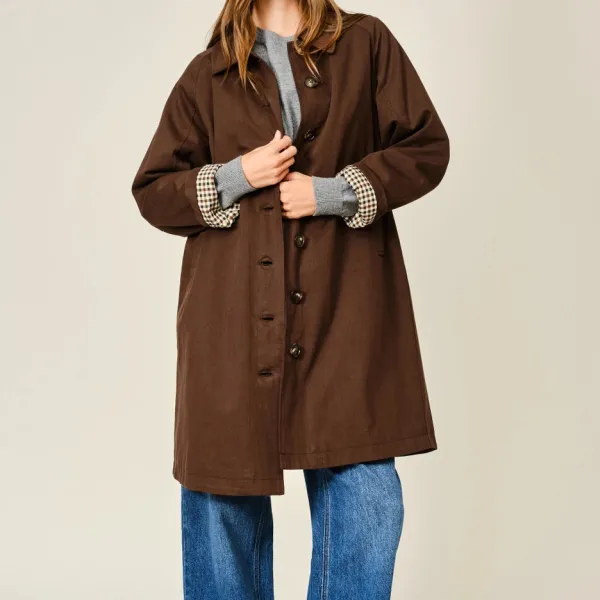 Check Lined Trench Coat