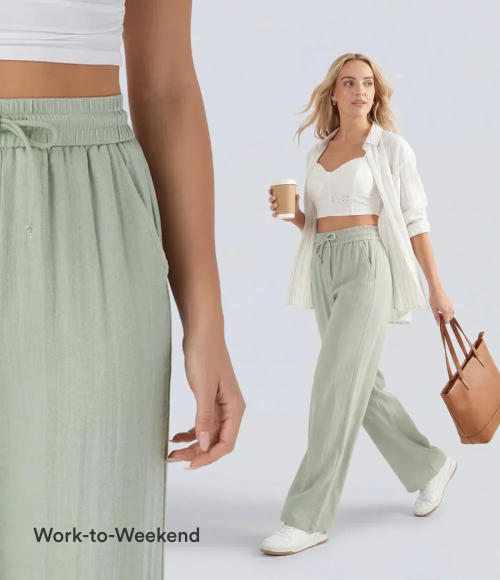 🔥Last Day: 14-Pack Only $35 🔥Women'S High-Waisted Linen Trousers