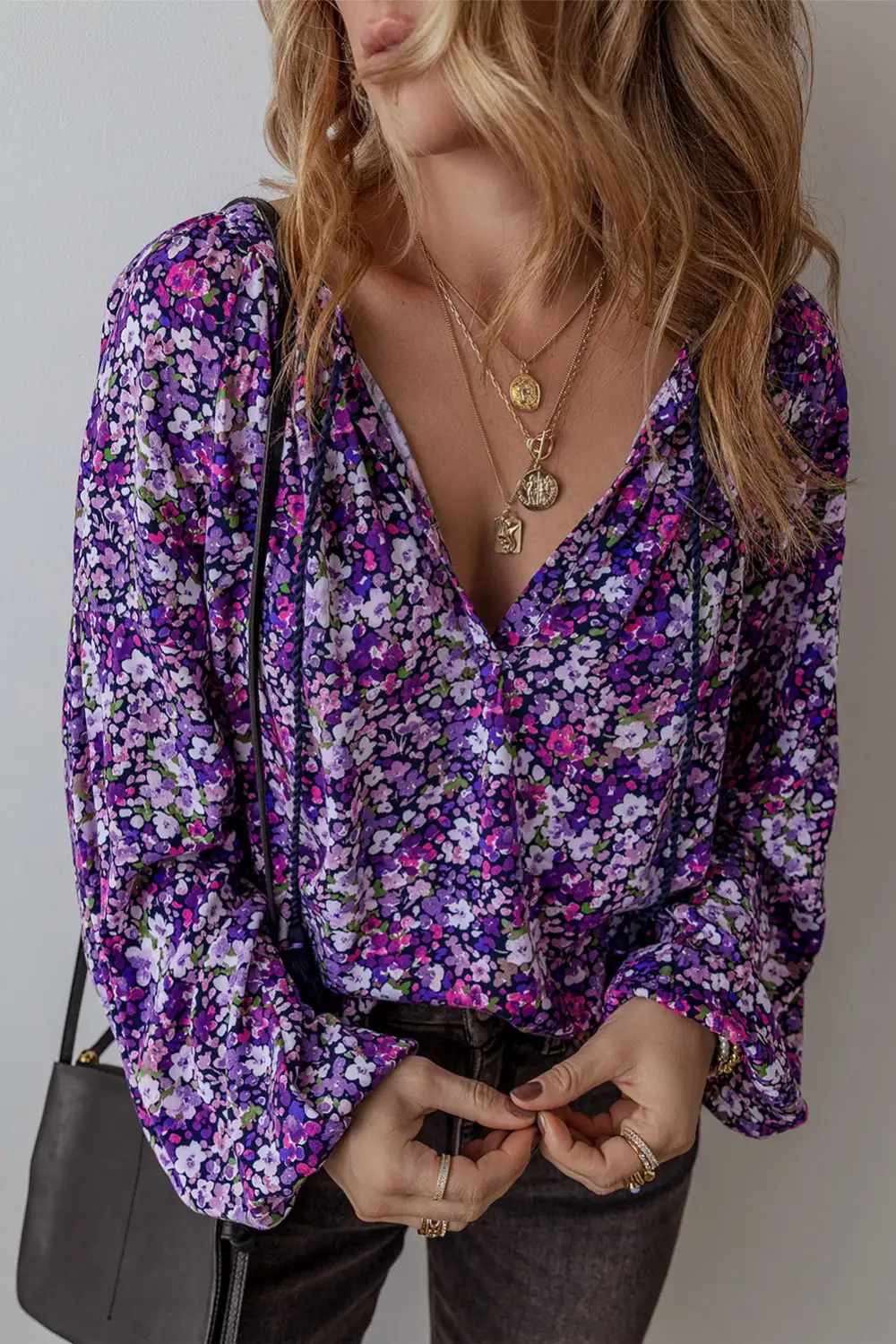 Floral V-Neck Boho Blouse