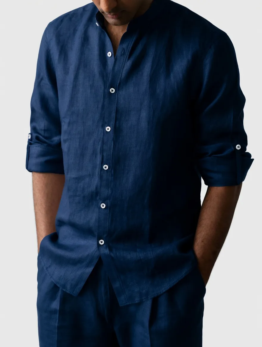 8-Pack Men's Casual Linen Blend Shirts Set