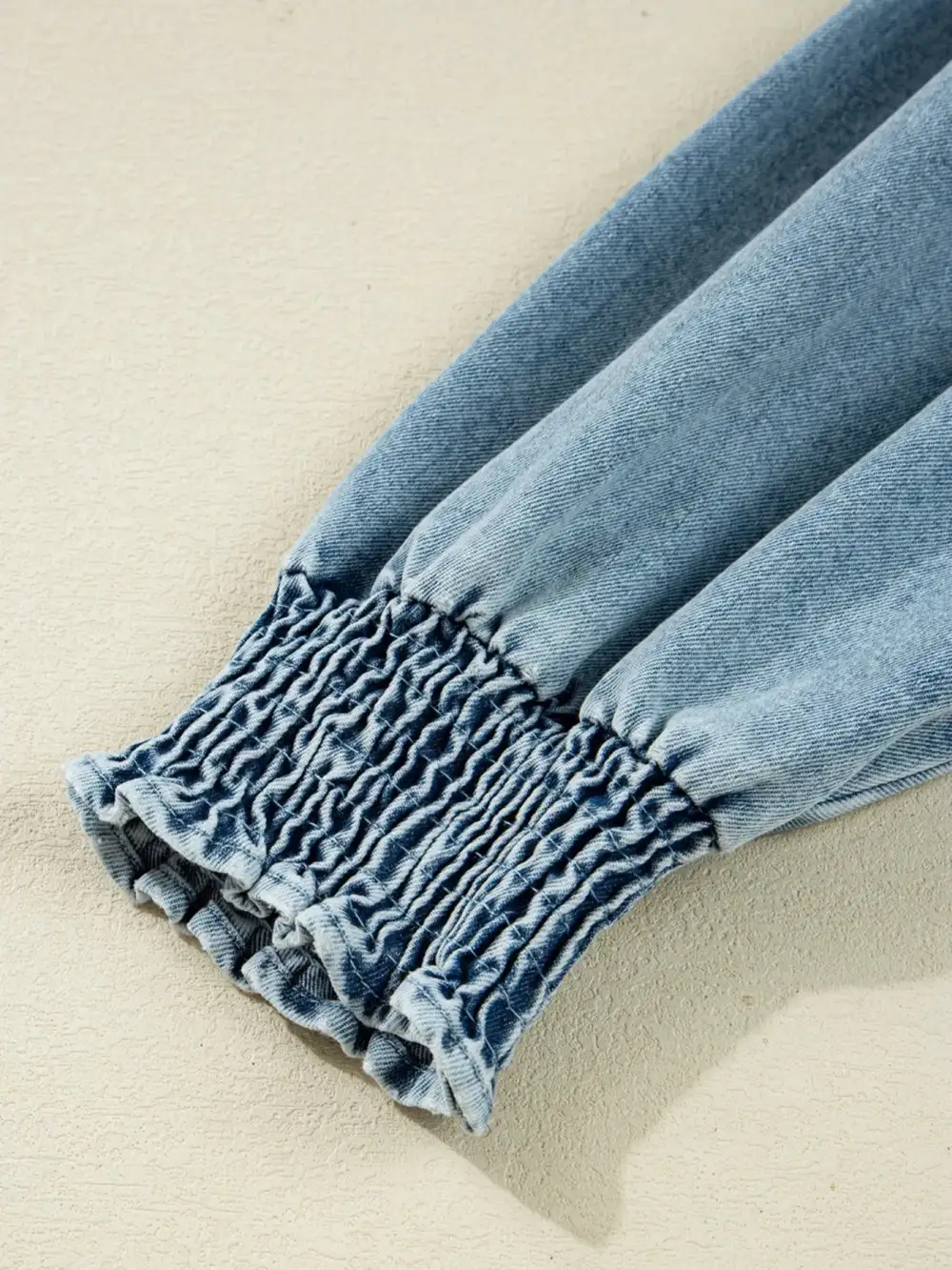 Denim Button Front Smocked Shirt Dress