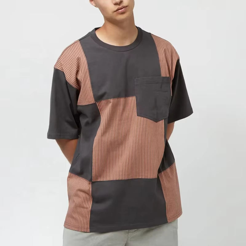 Oversized Stripe Patchwork T-Shirt