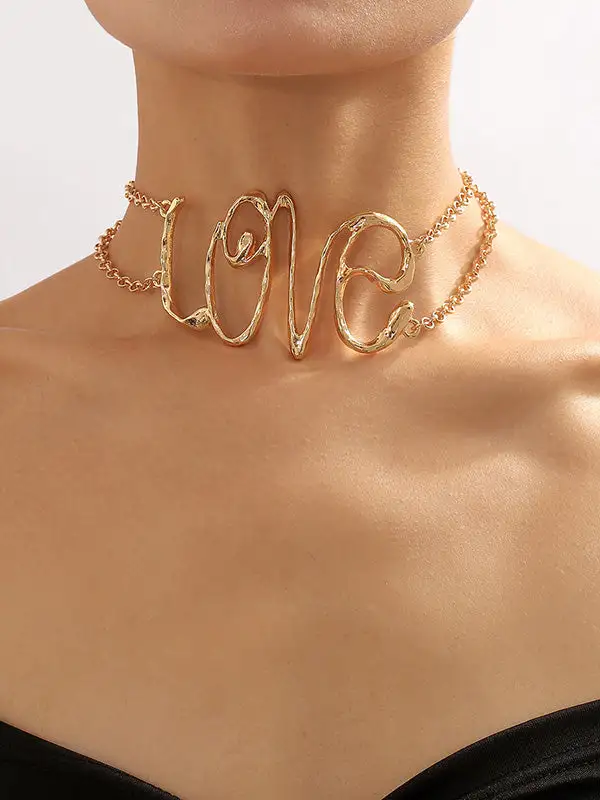 Chain Geometric Cutout Alloy Necklace