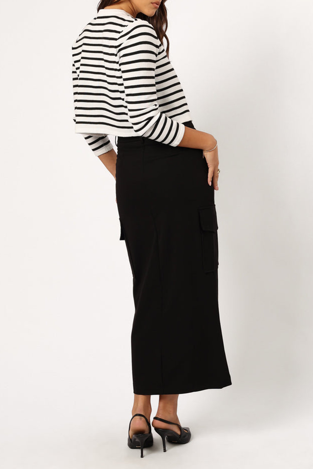 LEISURE MIDI HEM SLIT SKIRT
