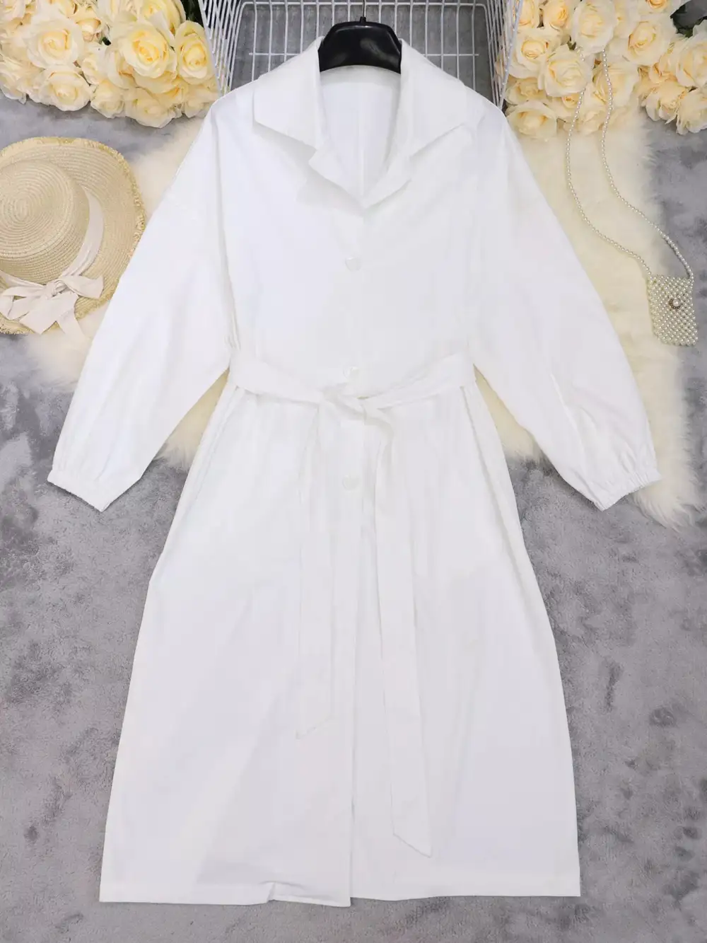 Layered Detail Tie Waist Midi Dress