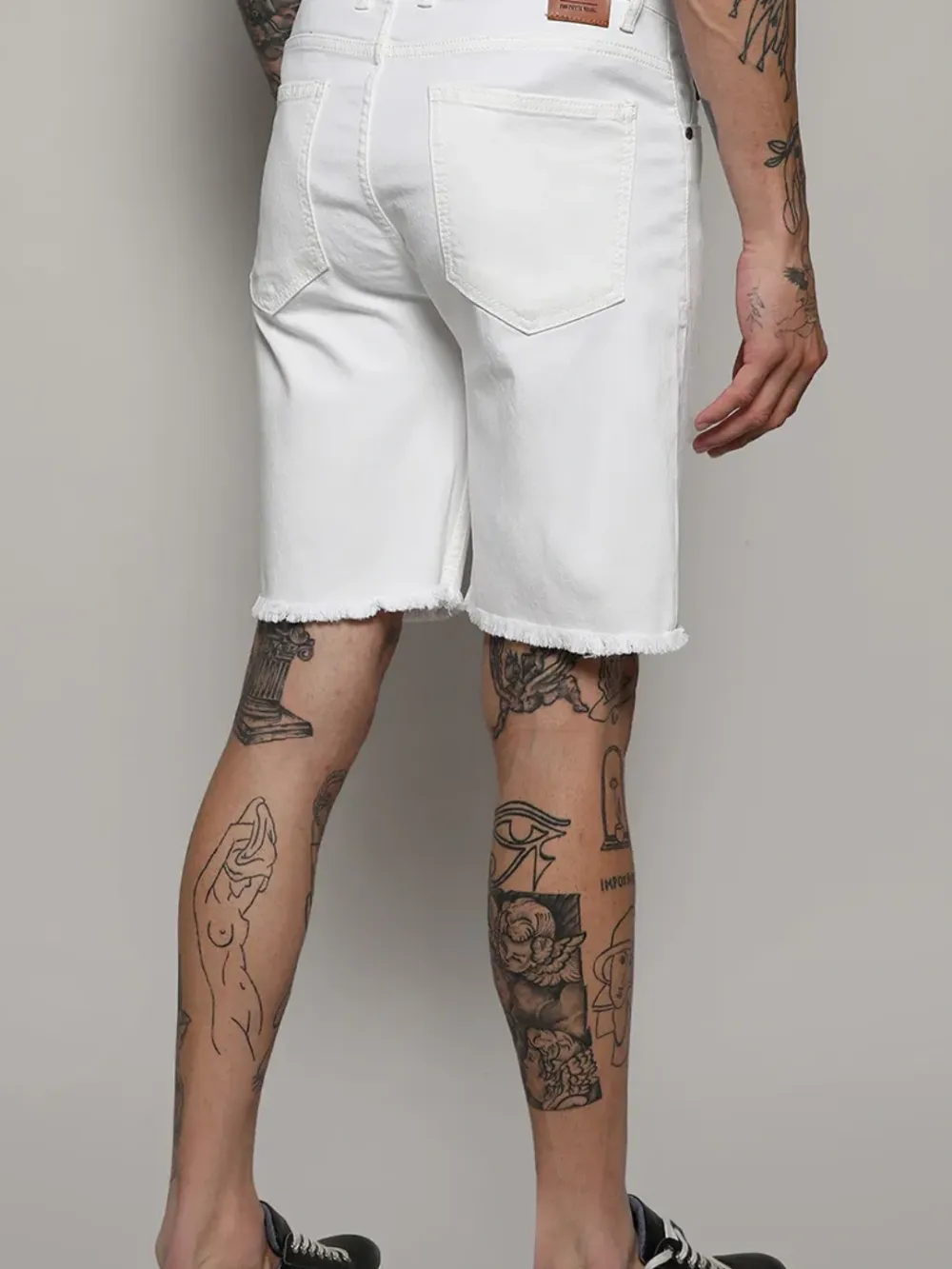 White Casual Style Denim Shorts