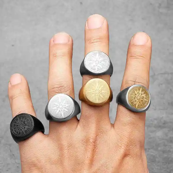 Men's Compass Signet Rings Ring