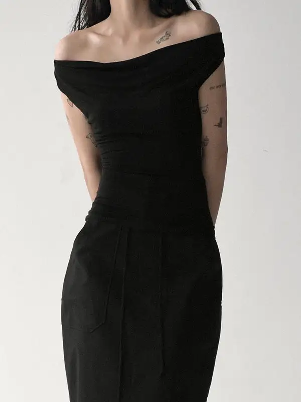 Relaxed Slim Fit Backless Lace Detail Up Sheer Panel Detail Off The Shoulder T-Shirt
